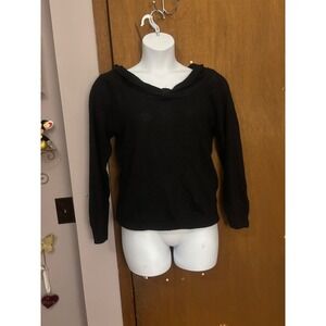 Vintage Mainframe Black Knit Beaded Cowl Neck Long Sleeve Sweater Size M